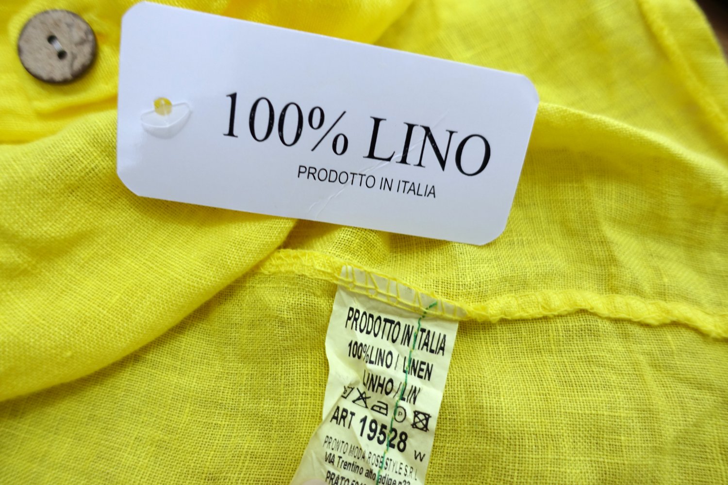 Leinenbluse mit Holzknöpfen, gelb, Größe 36/38 ✮NEU✮