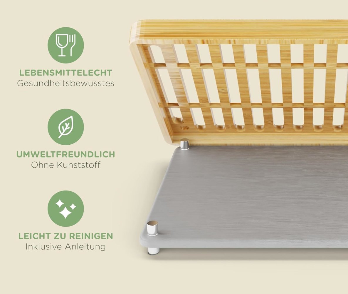 Geschirr Abtropfmatte aus Diatomitstein, Bambus 40 x 30cm ✮NEU✮