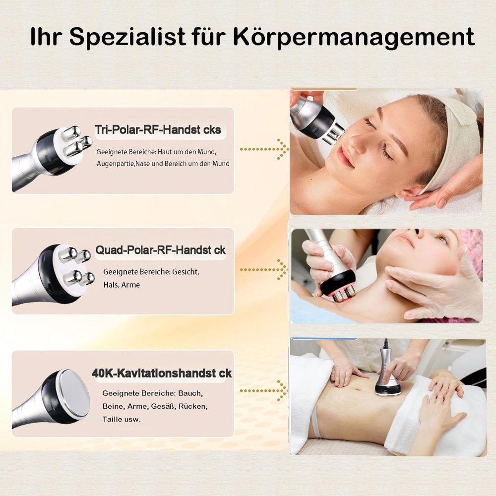 3in1 Gerät mit Kavitation und Radiofrequenz, Körpermodellierung