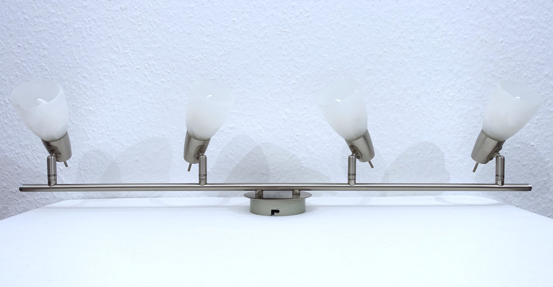 Deckenlampe | Deckenstrahler, 4-flammig, Glas, silber, weiß