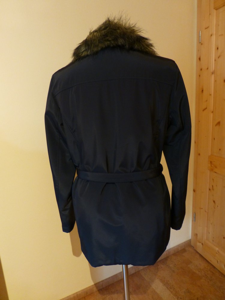 miss H Damen Jacke schwarz M/38 Winterjacke Longblazer Cardigan Fellkragen