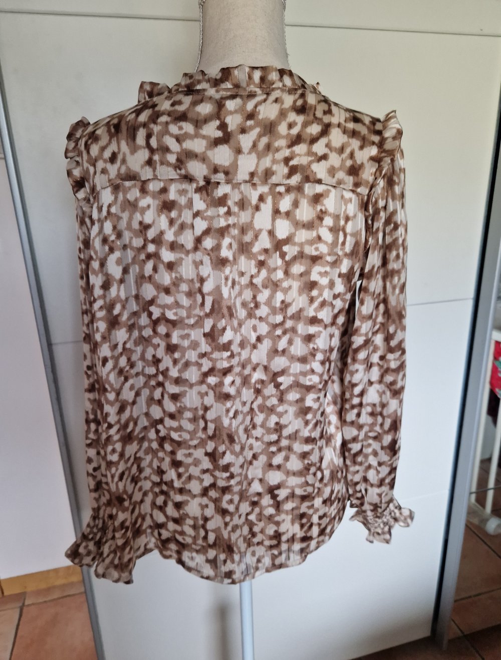 Leoparden Bluse von Zebra creme braun S