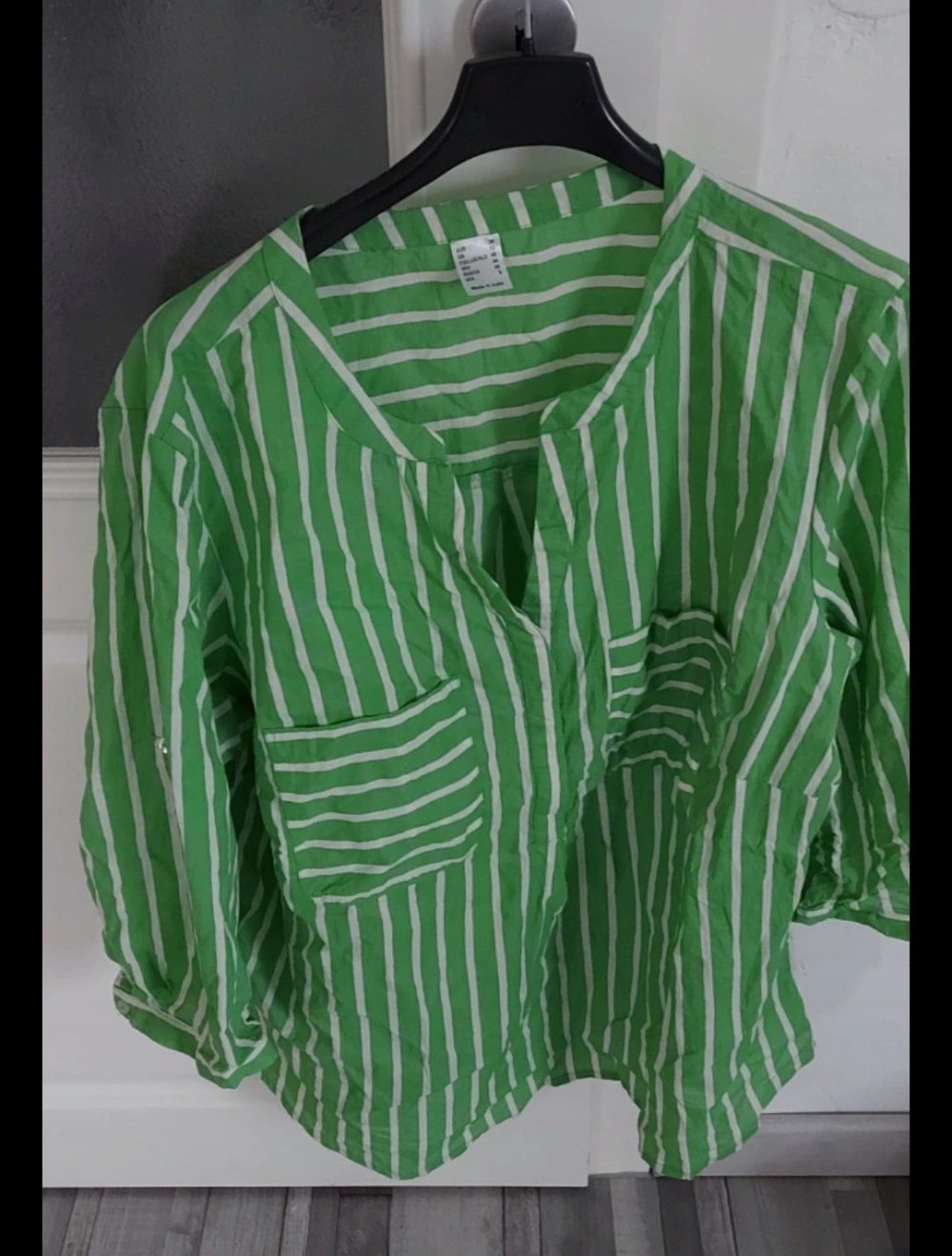 Damen Bluse Tunika in Grün gestreift gr.40/42