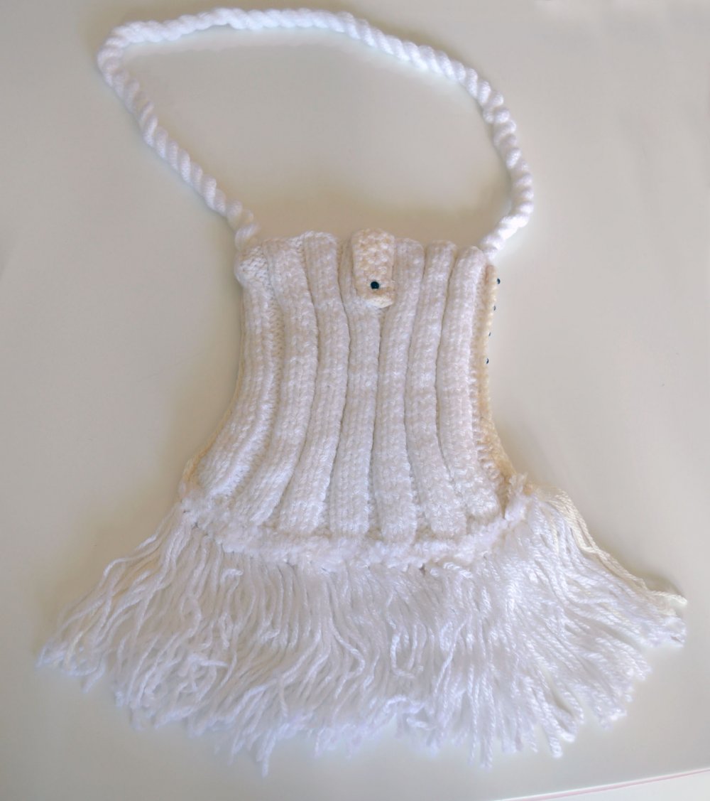 Stricktasche weiß, Handarbeit, 
