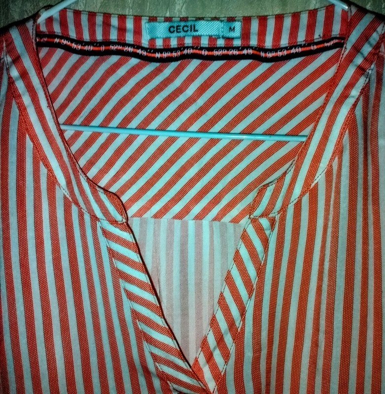 Cecil Damen 3/4 Arm Bluse Gr.42 orange weiß gestreift