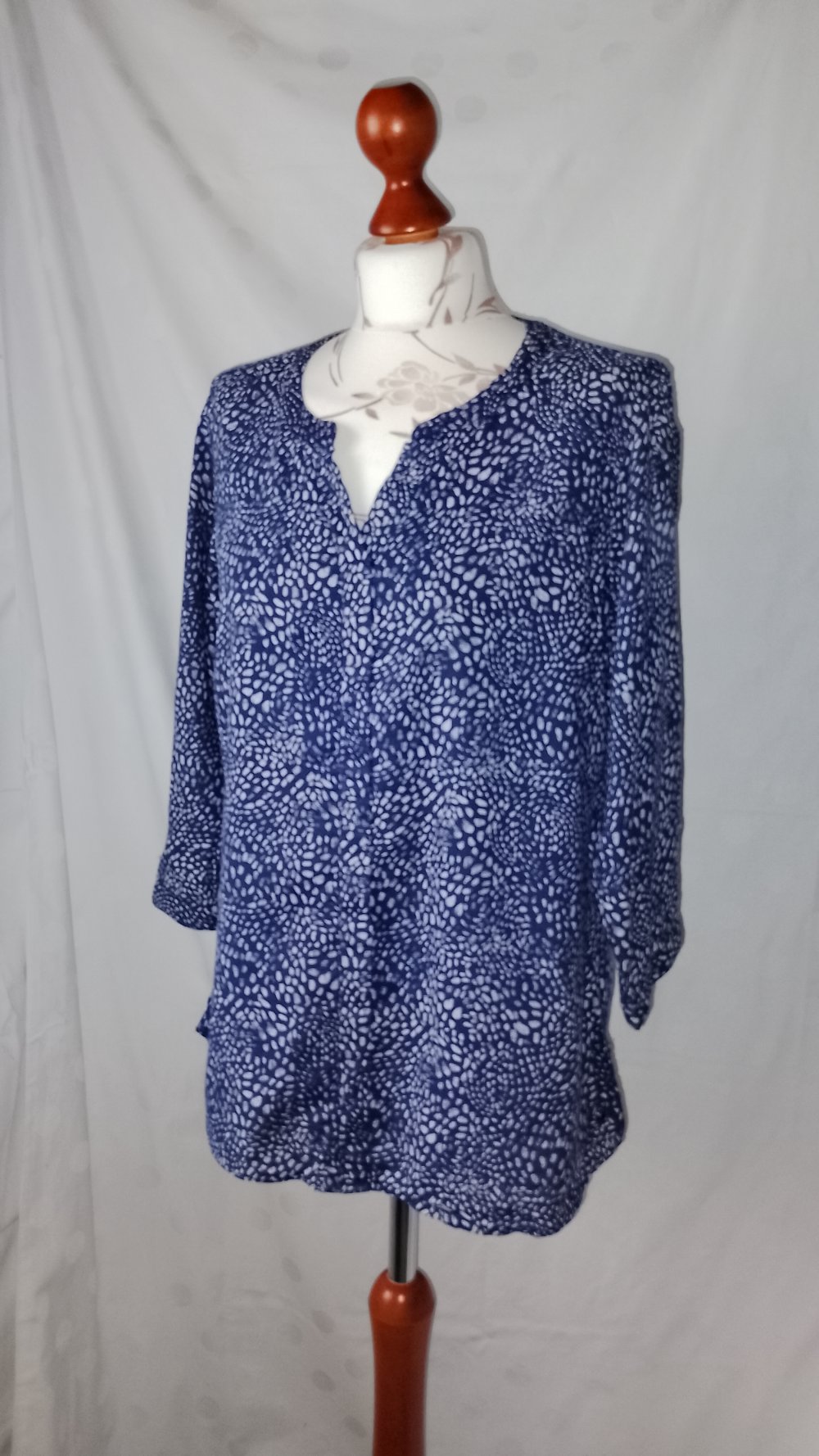 Cecil Damen BW Marken Shirt Gr.M 42 blau Punkte