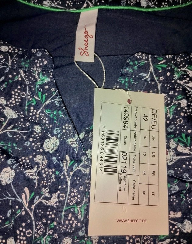Sheego Damen Marken Kleid Jerseykleid Gr.42 blau geblümt Neuw.Etik.