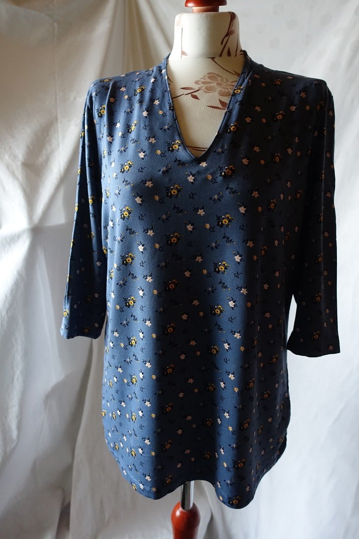 Tom Tailor Damen 3/4 Arm Shirt Gr.42 blau geblümt