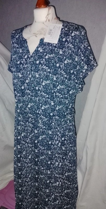 Sheego Damen Marken Kleid Jerseykleid Gr.42 blau geblümt Neuw.Etik.