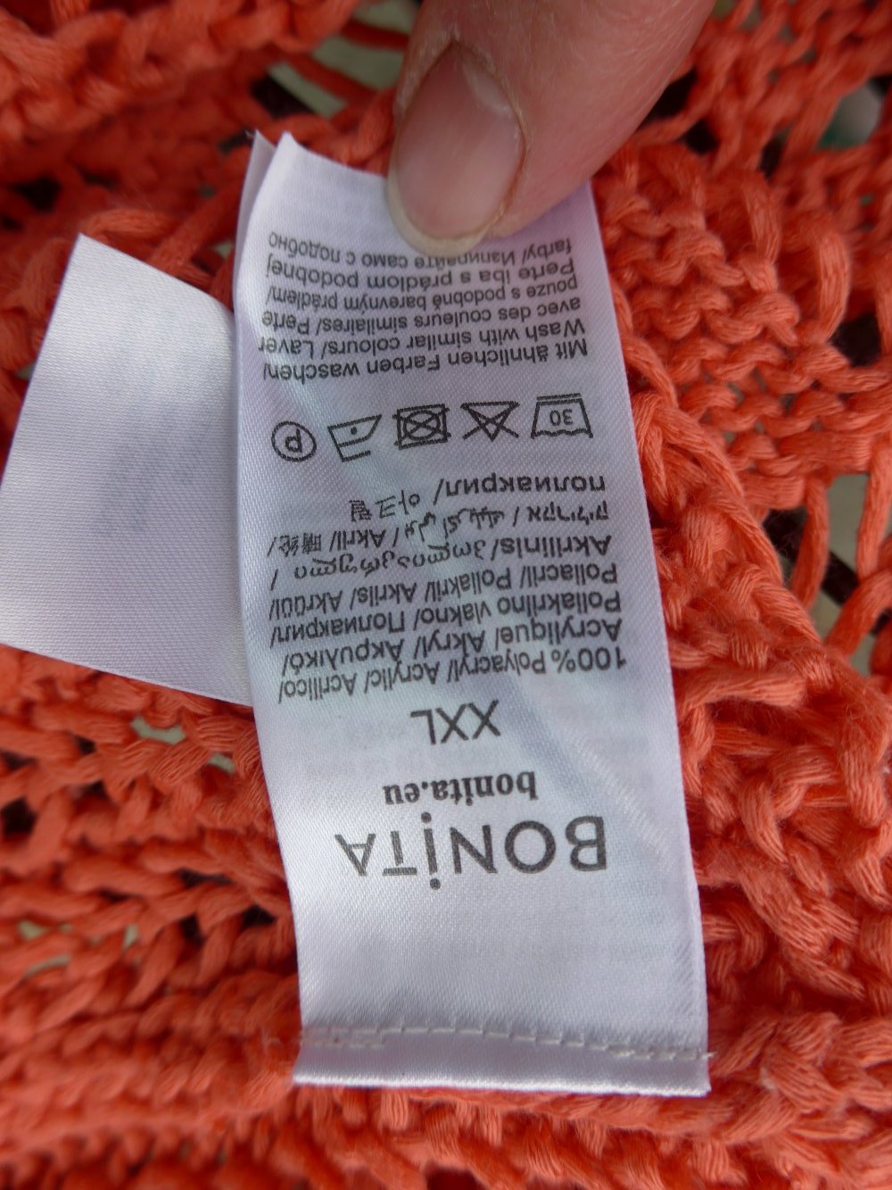 Super schicker Häckelpulli  Gr. 48 in einem schönen orange von Bonita zum Drüberziehen