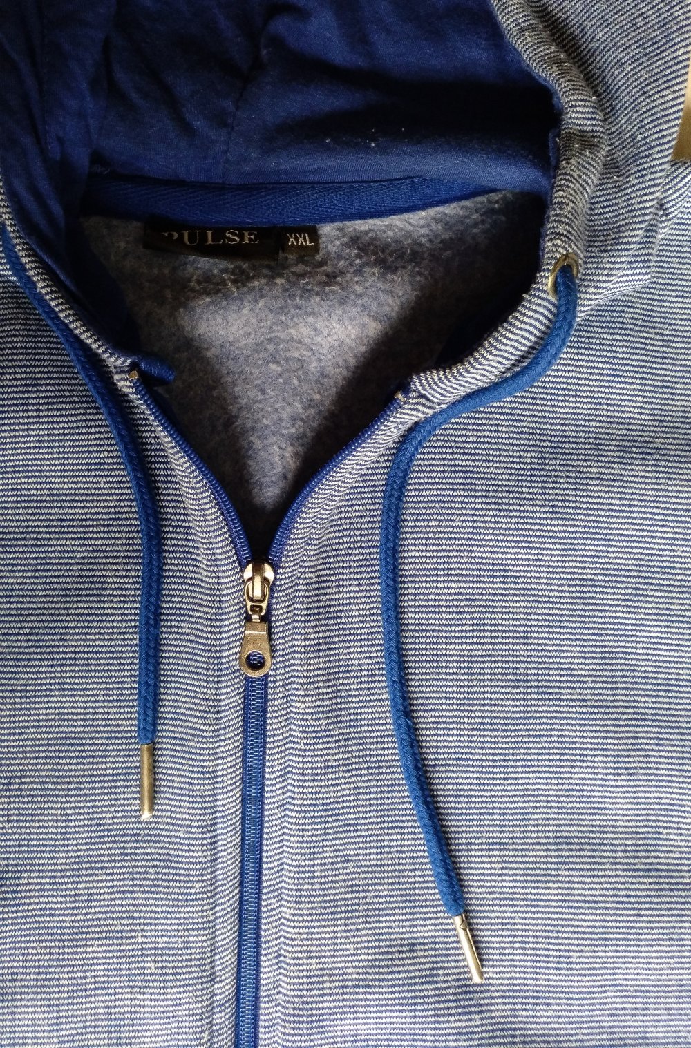 Kapuzenjacke Hoodie Reißverschluss unisex XXL blau liniert selten Pulse