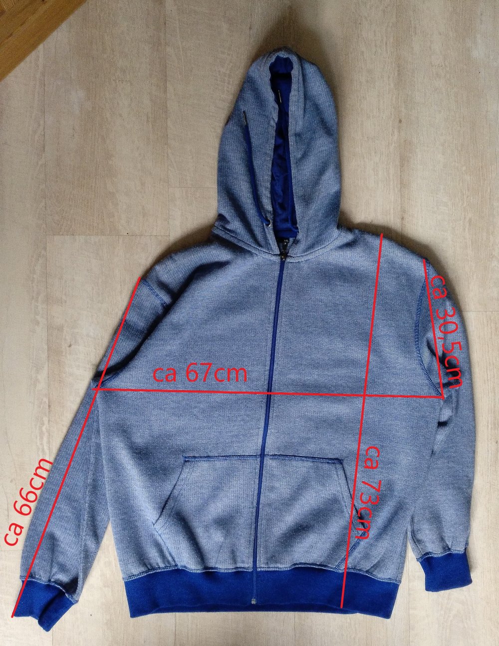 Kapuzenjacke Hoodie Reißverschluss unisex XXL blau liniert selten Pulse