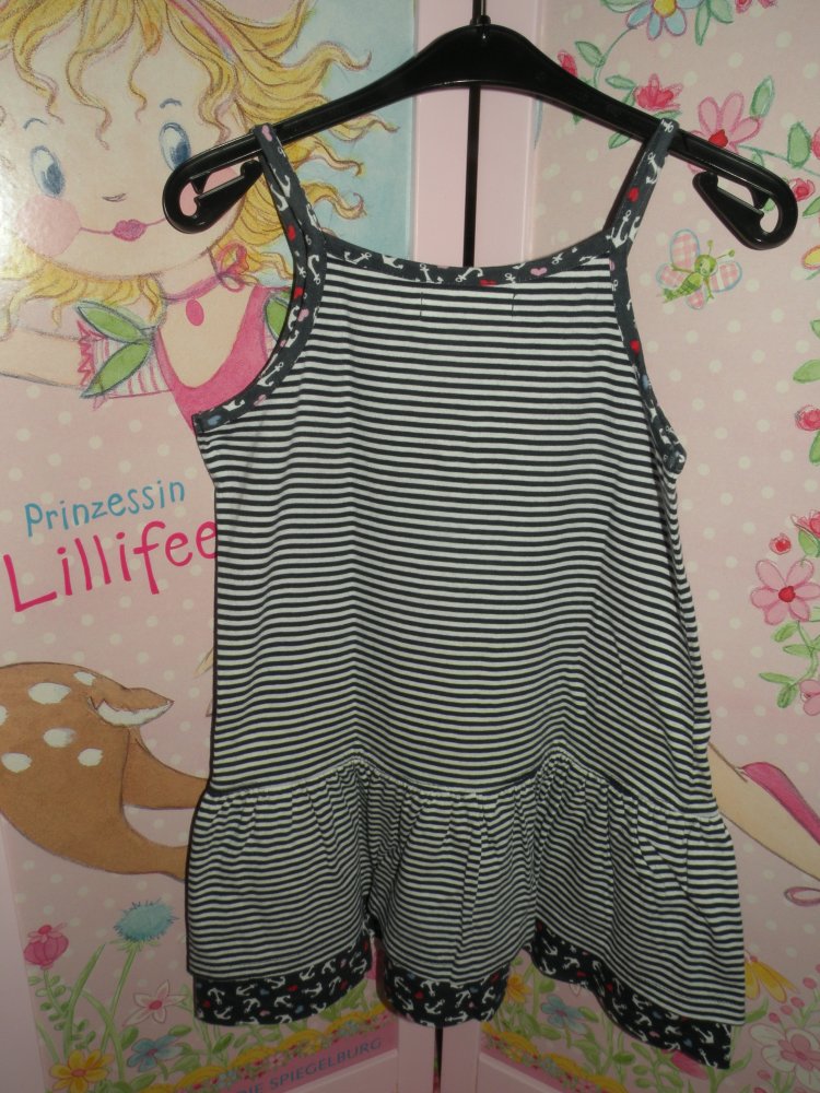 Mädchen Träger Kleid Sommerkleid Blau Weiß maritim Anker Bon Prix BPC Gr. 116 122 top