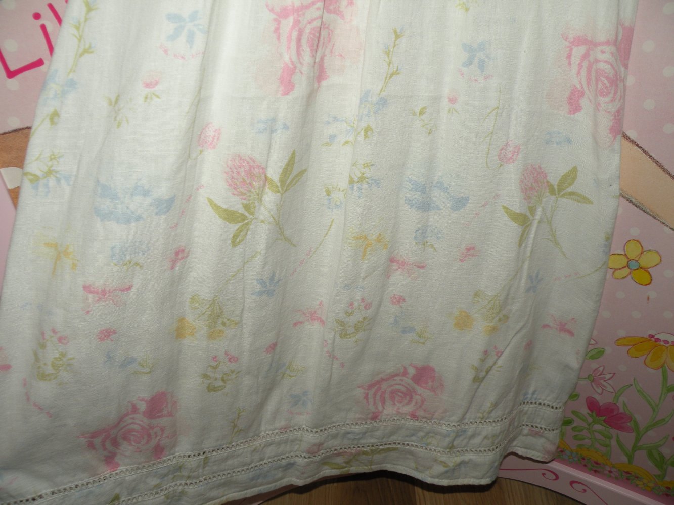Mädchen Kurzarm Kleid Sommerkleid Weiß Pastell geblümt Schulanfang Hochzeit Leinen H&M 116 122 top