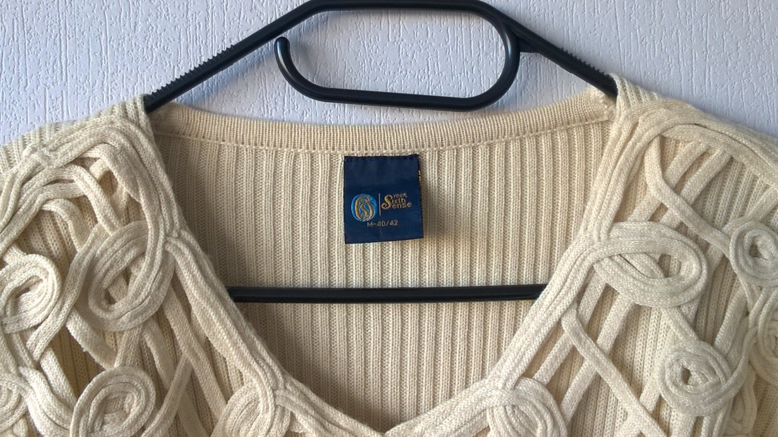 Pulli Strickpulli Ripp mit Zopfdetail beige Gr. M (40/42) Your Sixth Sense