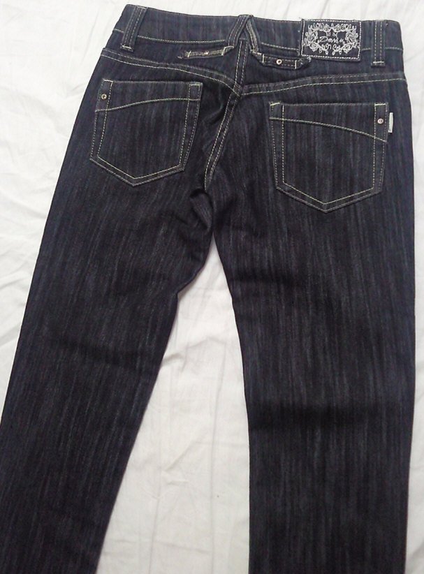schwarze Damen Jeans, Marke: Denim, Gr. XS (34), ca. W27