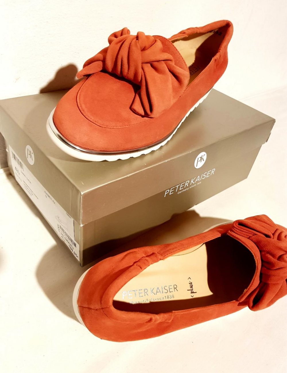 Damenschuhe elegant Wildleder rot mit Schleife Gr 37,5 NEU