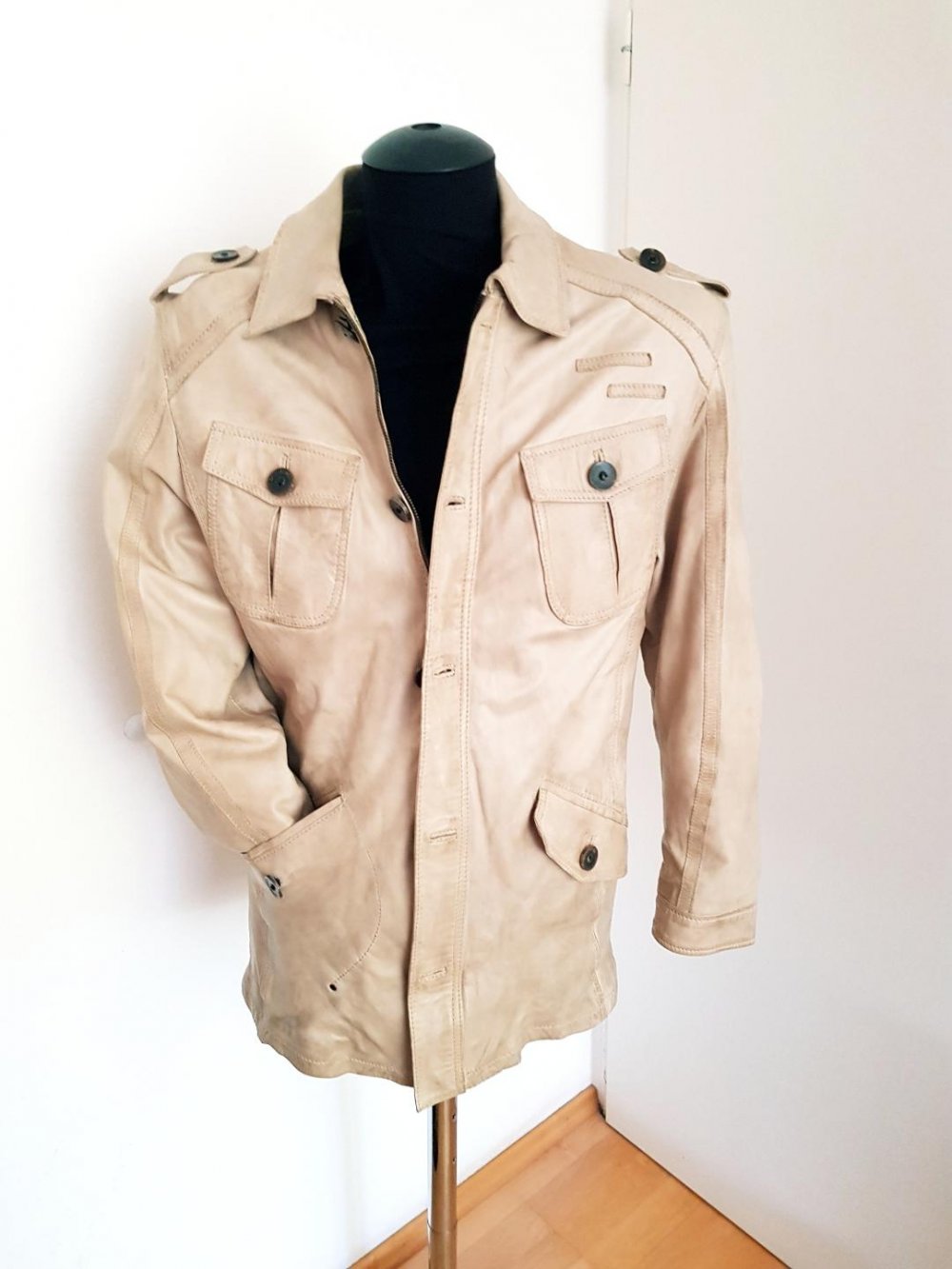 Lederjacke herren marke mauritius  beige