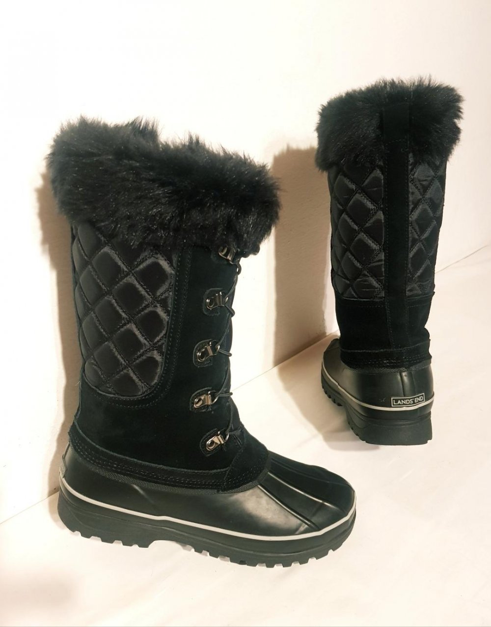 Damen Winterstiefel von Lands’ End -schwarz gefüttert Gr. 41 TOP