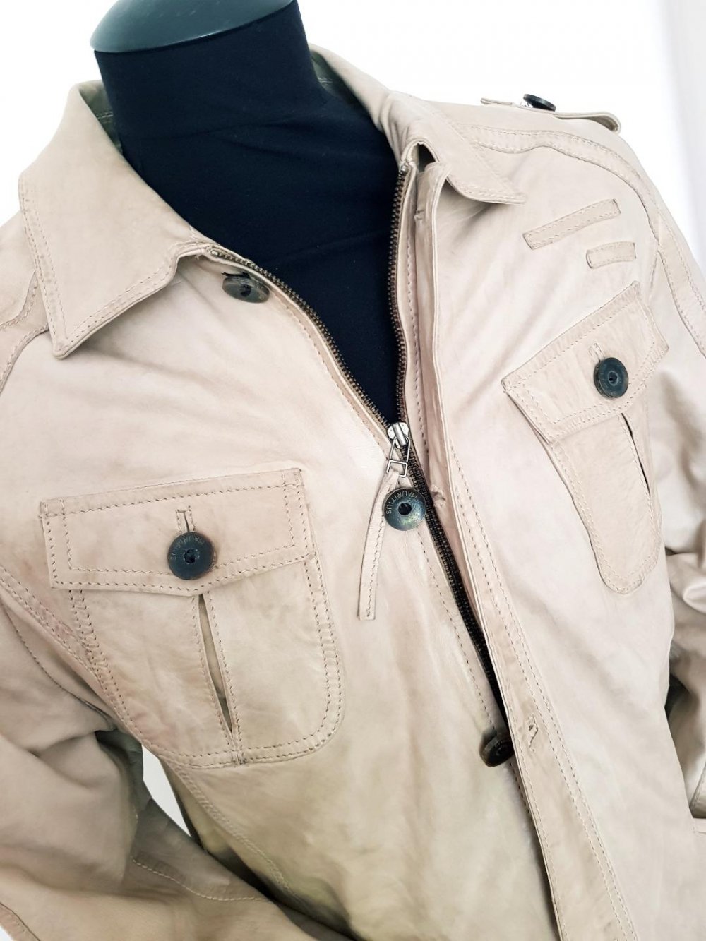 Lederjacke herren marke mauritius  beige
