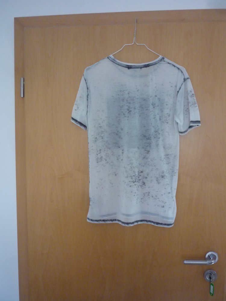 Tally Weijl – schönes TShirt mit Rundhals-Ausschnitt - Gr. XXS – grau marmoriert mit Applikation