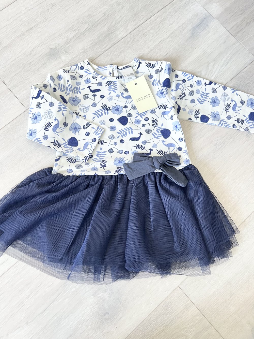 Babykleid Kleid mit Tüll in blau Stummer 