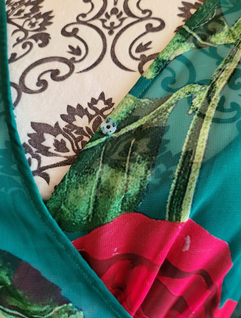 heine - Maxikleid - Gr. 42 - grün/rot