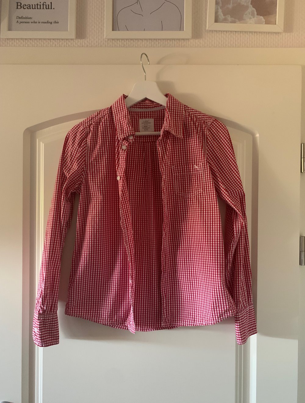 Rot-weiß karierte Bluse, Damen XXS