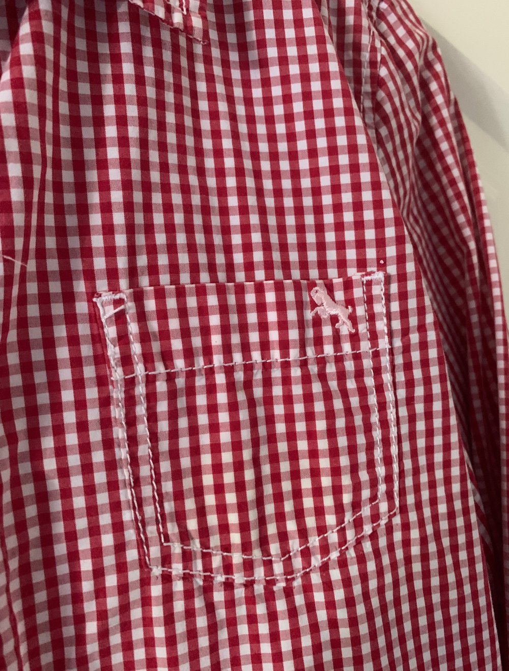 Rot-weiß karierte Bluse, Damen XXS