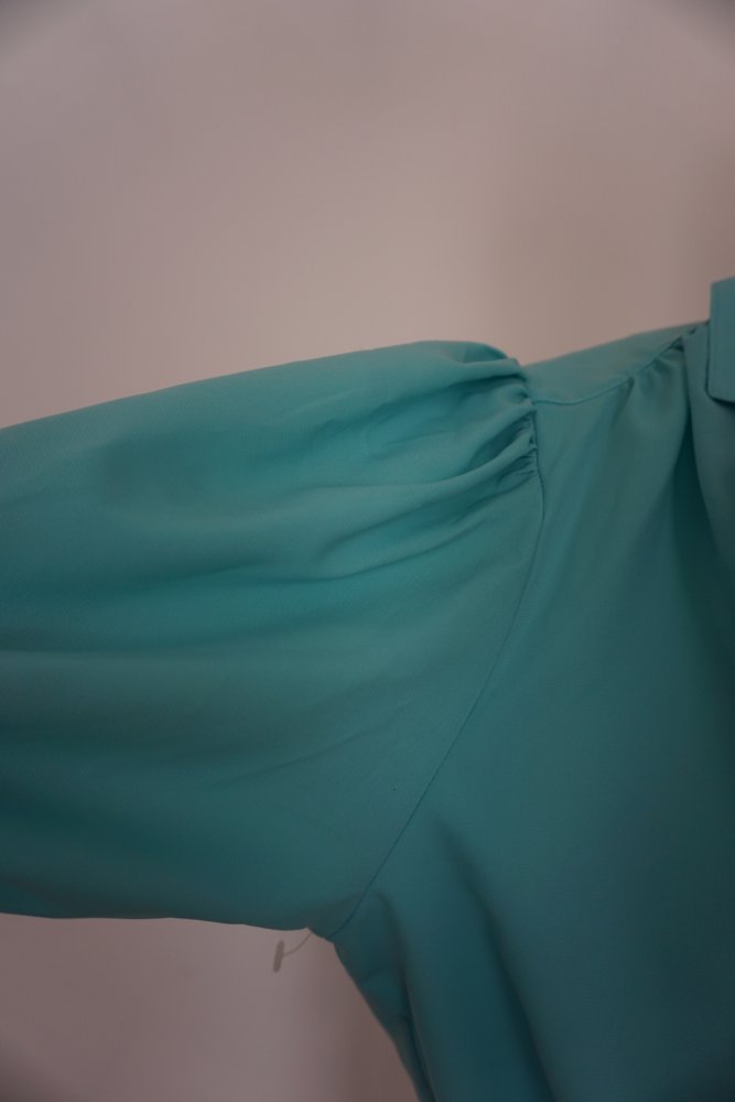 Vintage Rüschen Bluse Türkis Gr. 40 Ungetragen
