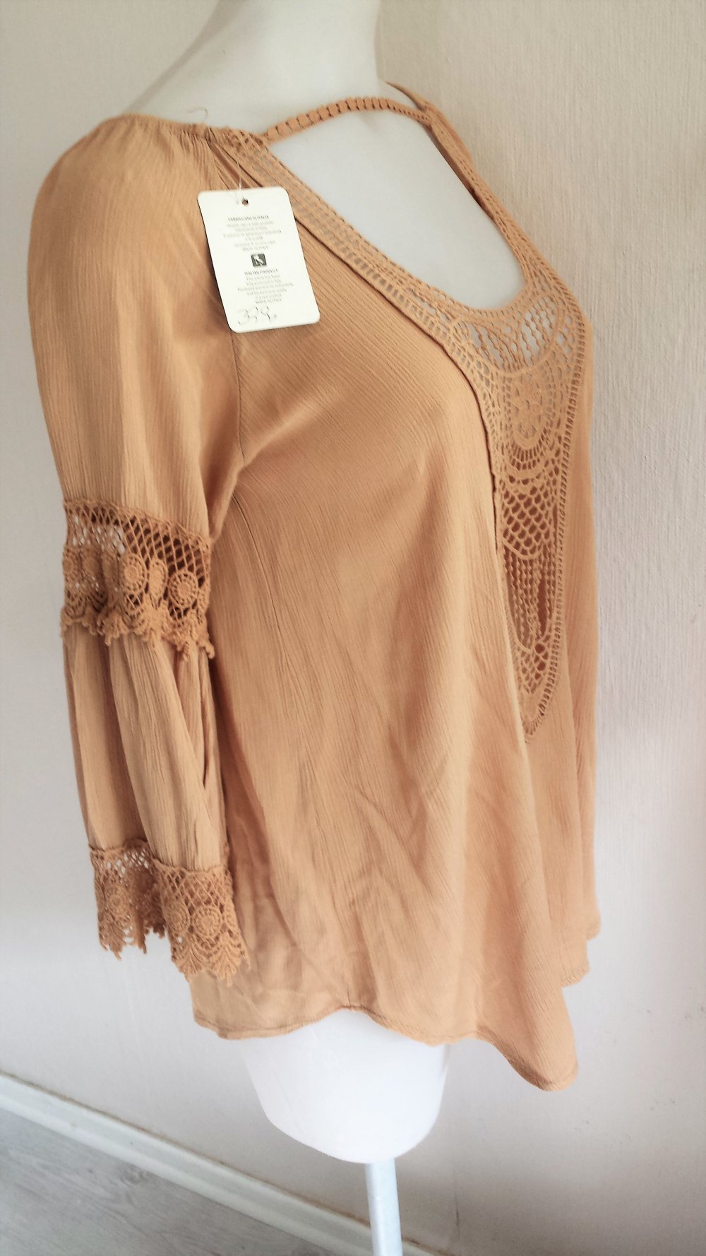 Viskose Häkel Boho Hippie Bohemian Bluse AA 60 cm