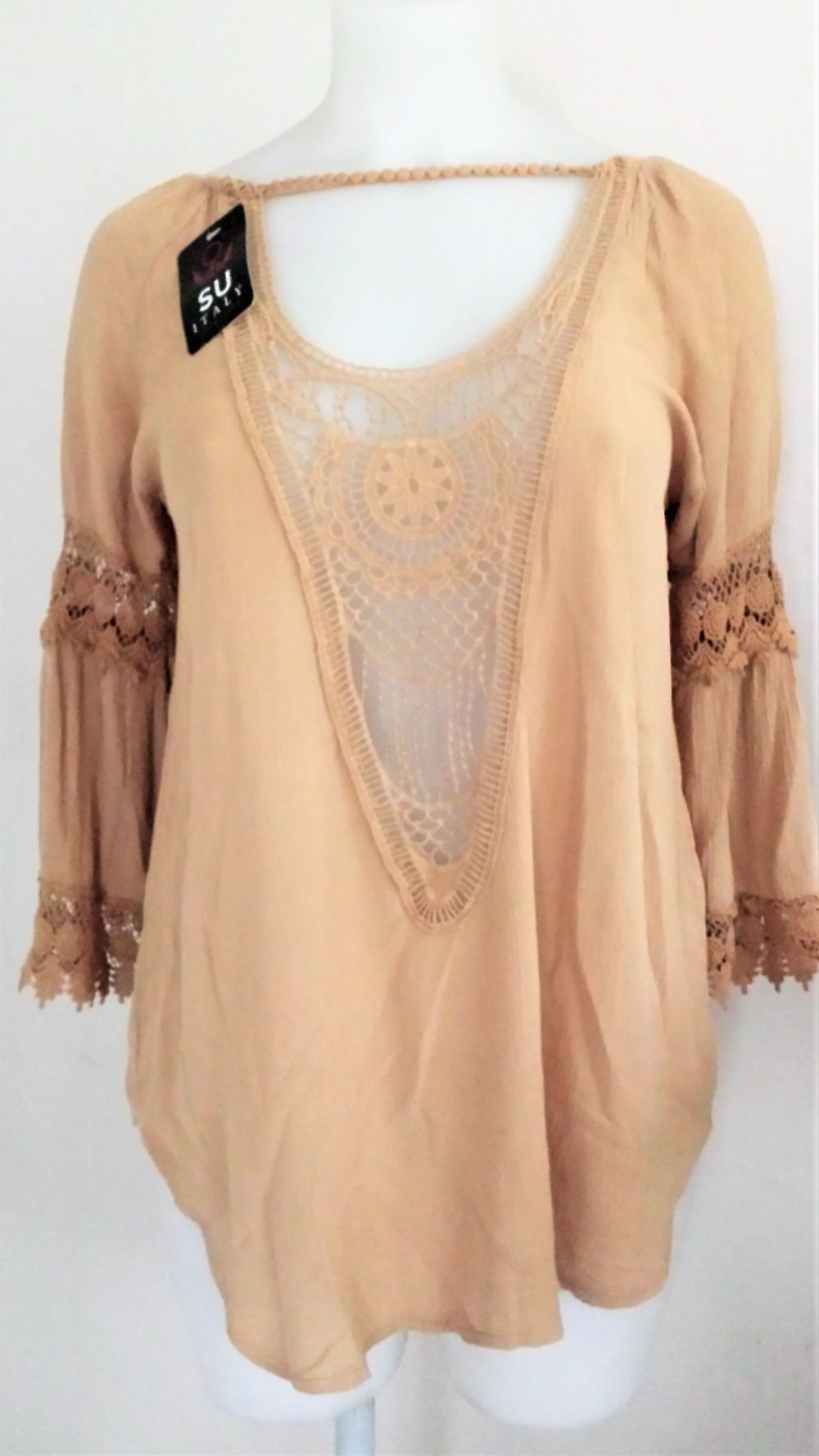 Viskose Häkel Boho Hippie Bohemian Bluse AA 60 cm