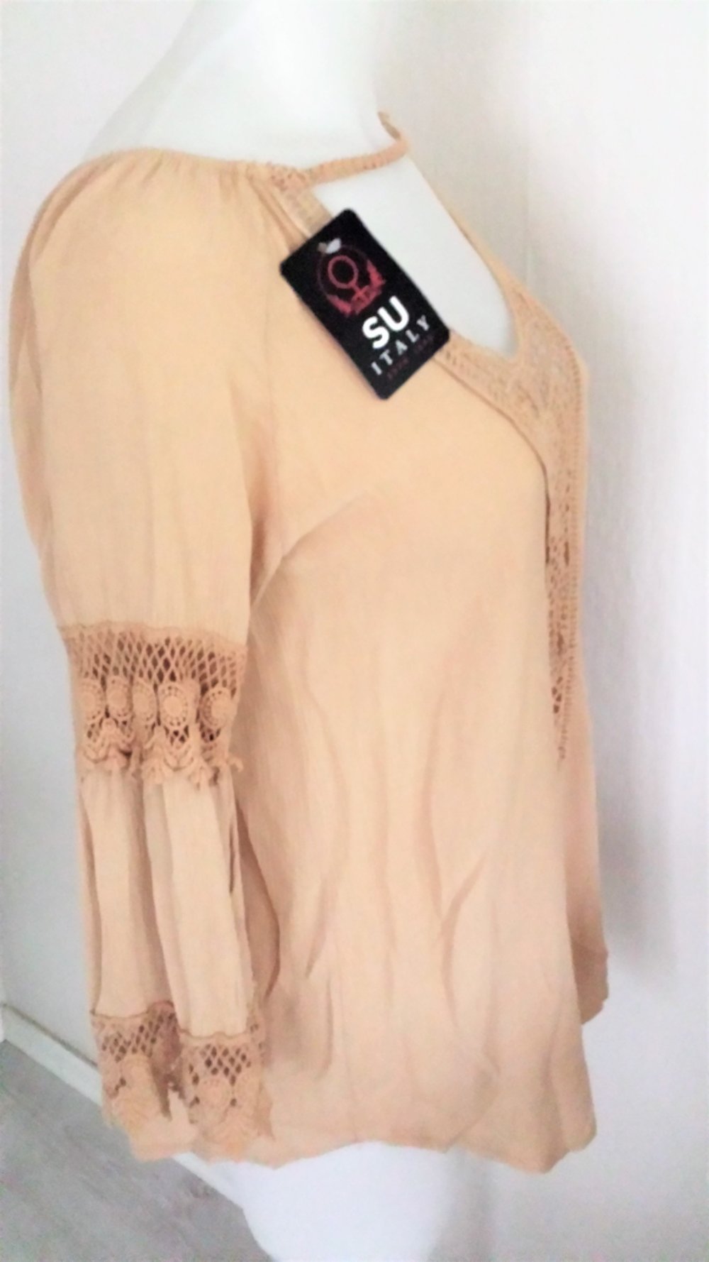 Viskose Häkel Boho Hippie Bohemian Bluse AA 60 cm