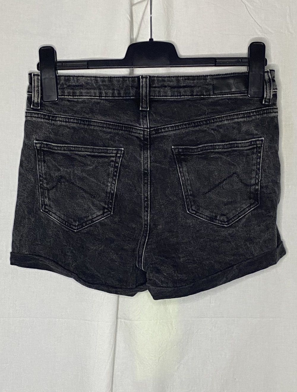 Schwarze Used Look High Waist Jeans Shorts