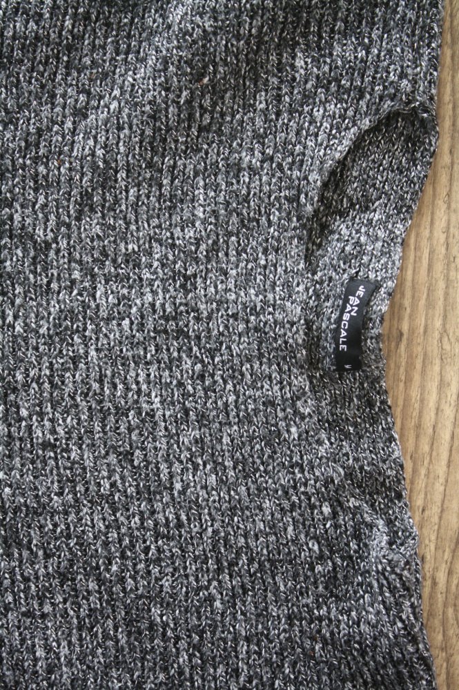 Jean Pascale Fledermaus Strickpulli Strickpullover grau silber meliert M 38 