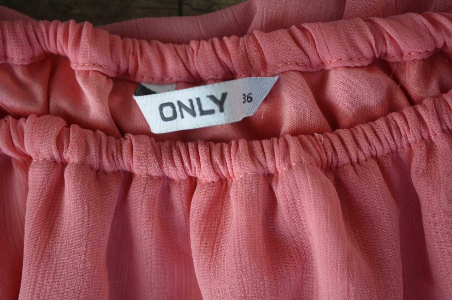 Only Voilant Rüschen Mesh Shirt Meshbluse Rüschen Stufen Coachella Elfe y2k S 36 lachsfarben