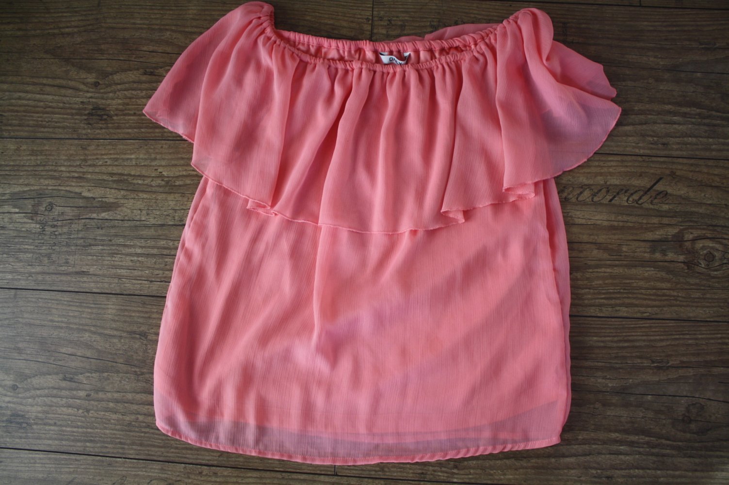 Only Voilant Rüschen Mesh Shirt Meshbluse Rüschen Stufen Coachella Elfe y2k S 36 lachsfarben