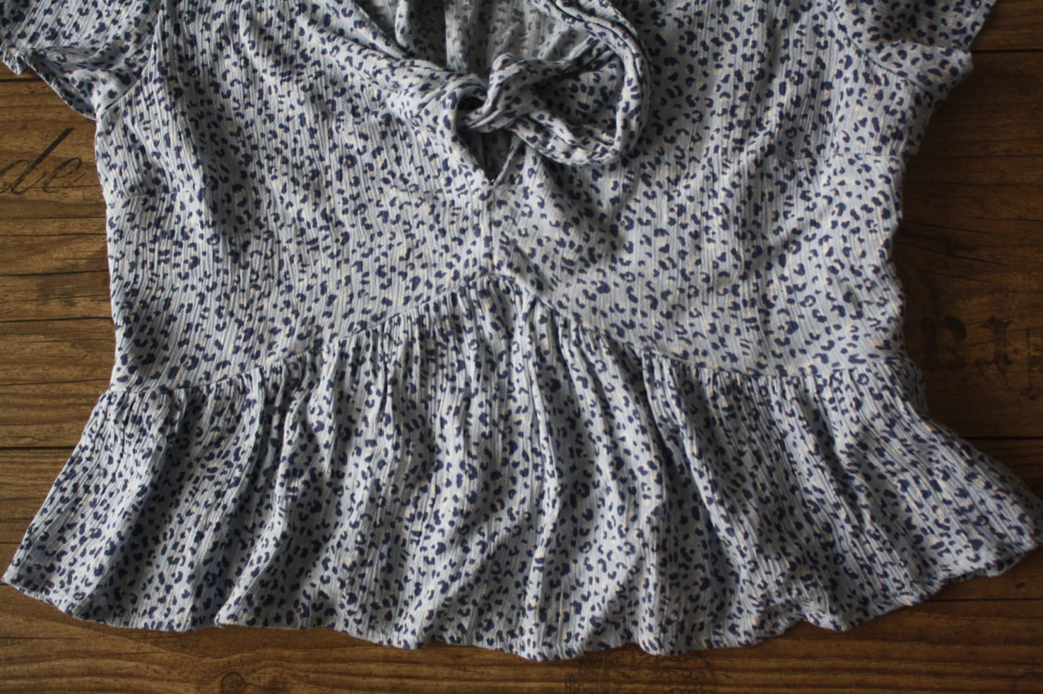 Hollister hellblaue Crincle Boho Mille Fleur Blumenbluse Hippie Ethno Gypsy Sommer Bluse S 36 Wickel Schleife Wickelbluse 1 A