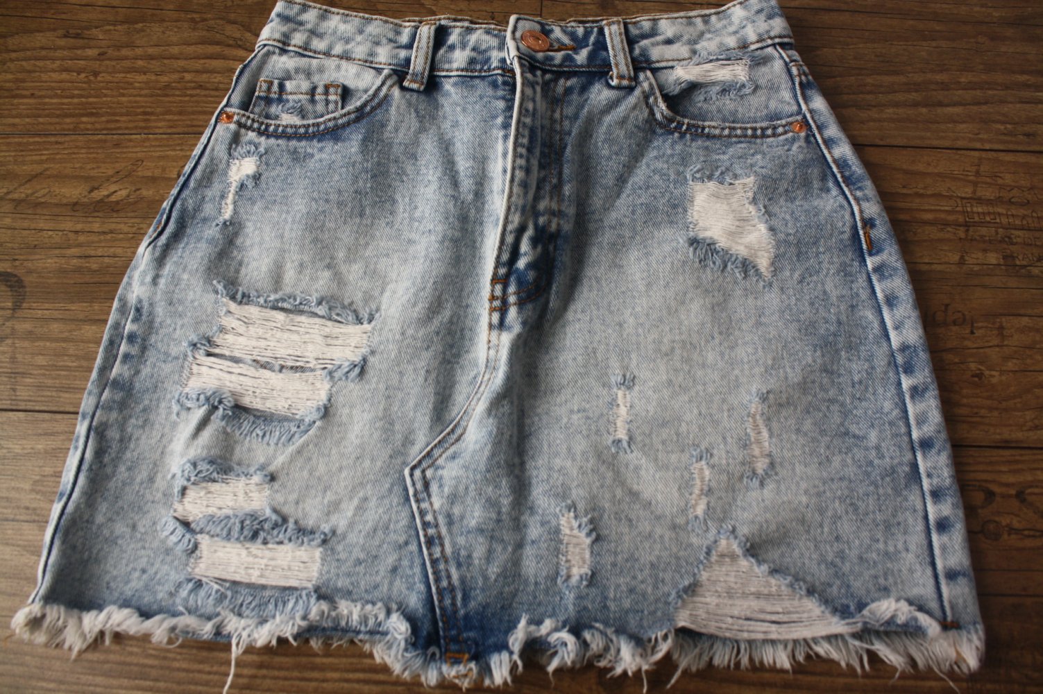 Ripped Jeansrock Minirock Denimrock sexy Rock Xs 34
