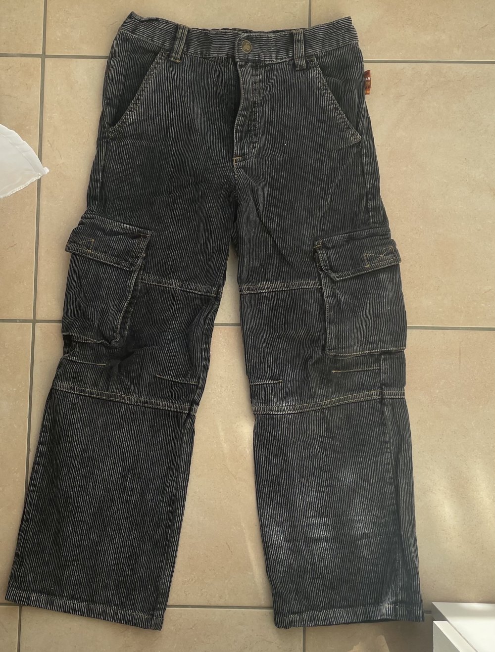 Cordhose Cargo Jungen grau