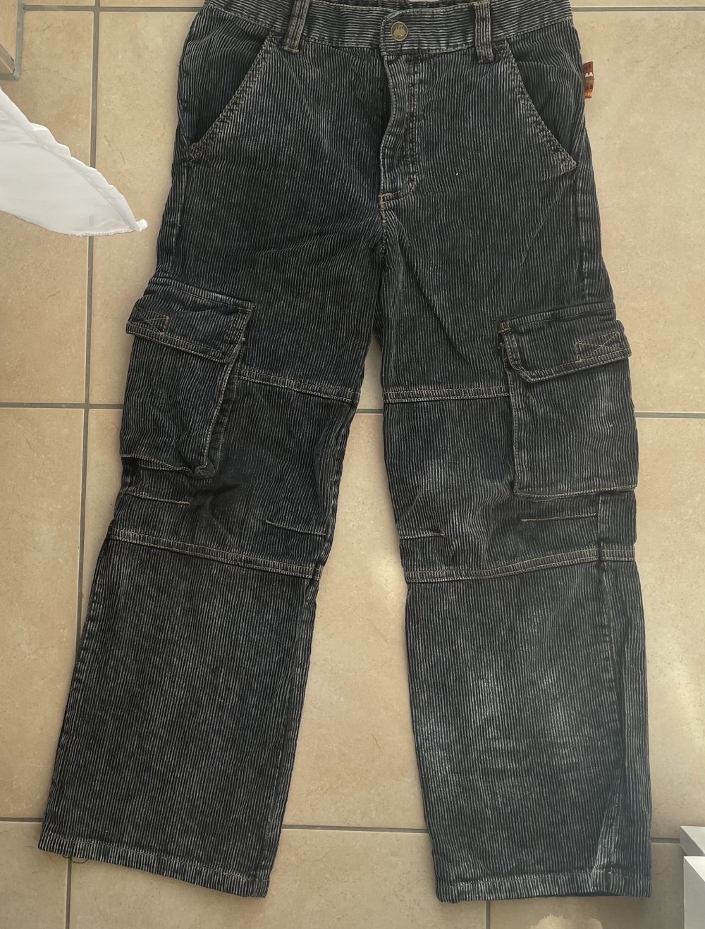 Cordhose Cargo Jungen grau