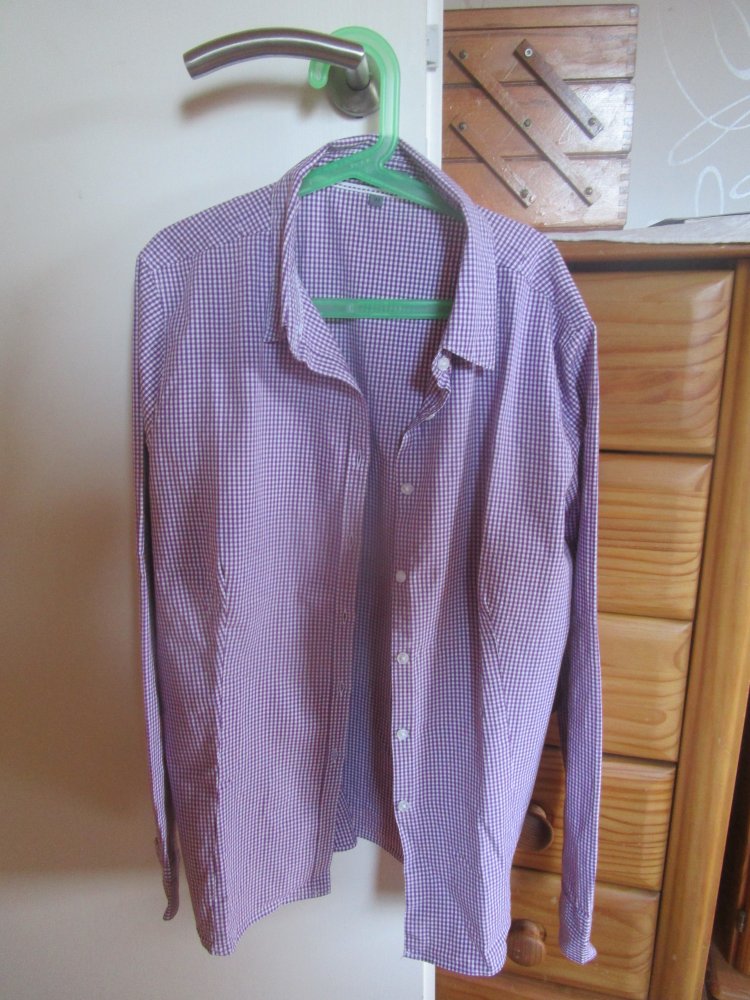 langarm Bluse von Montege Größe 44 lila/weiß