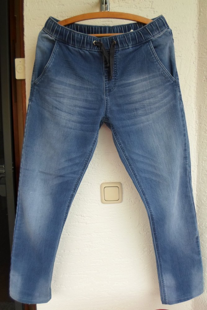Herren Slim Fit Sweat-Jeans Hose Straight Jogger Schlupfhose Gr. 48 Länge 98cm