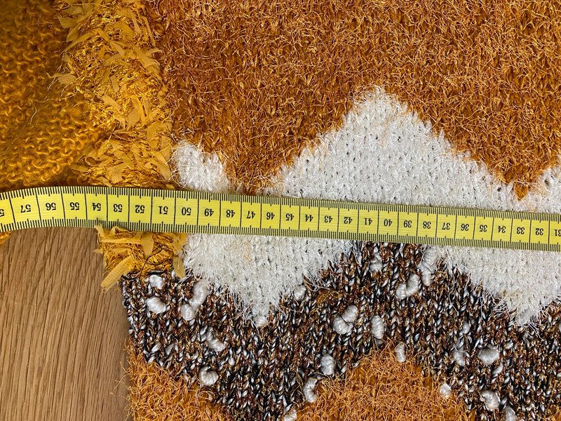 Pullover Stickpullover Handarbeit gelb gold glitzer Fransen