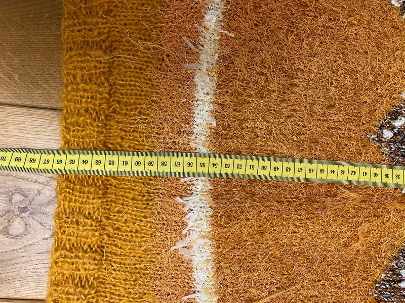 Pullover Stickpullover Handarbeit gelb gold glitzer Fransen
