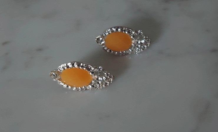 Ohrringe Ohrstecker 80 er / 90 er Jahre Original Vintage Retro gelb silber