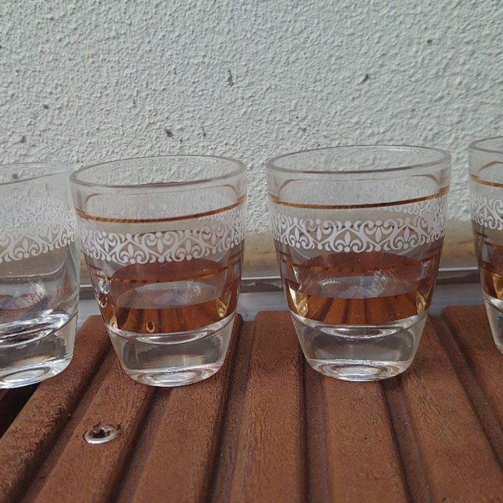 Glas Gläser Likörglas aus Frankreich 4 Stück 60er Jahre original Vintage