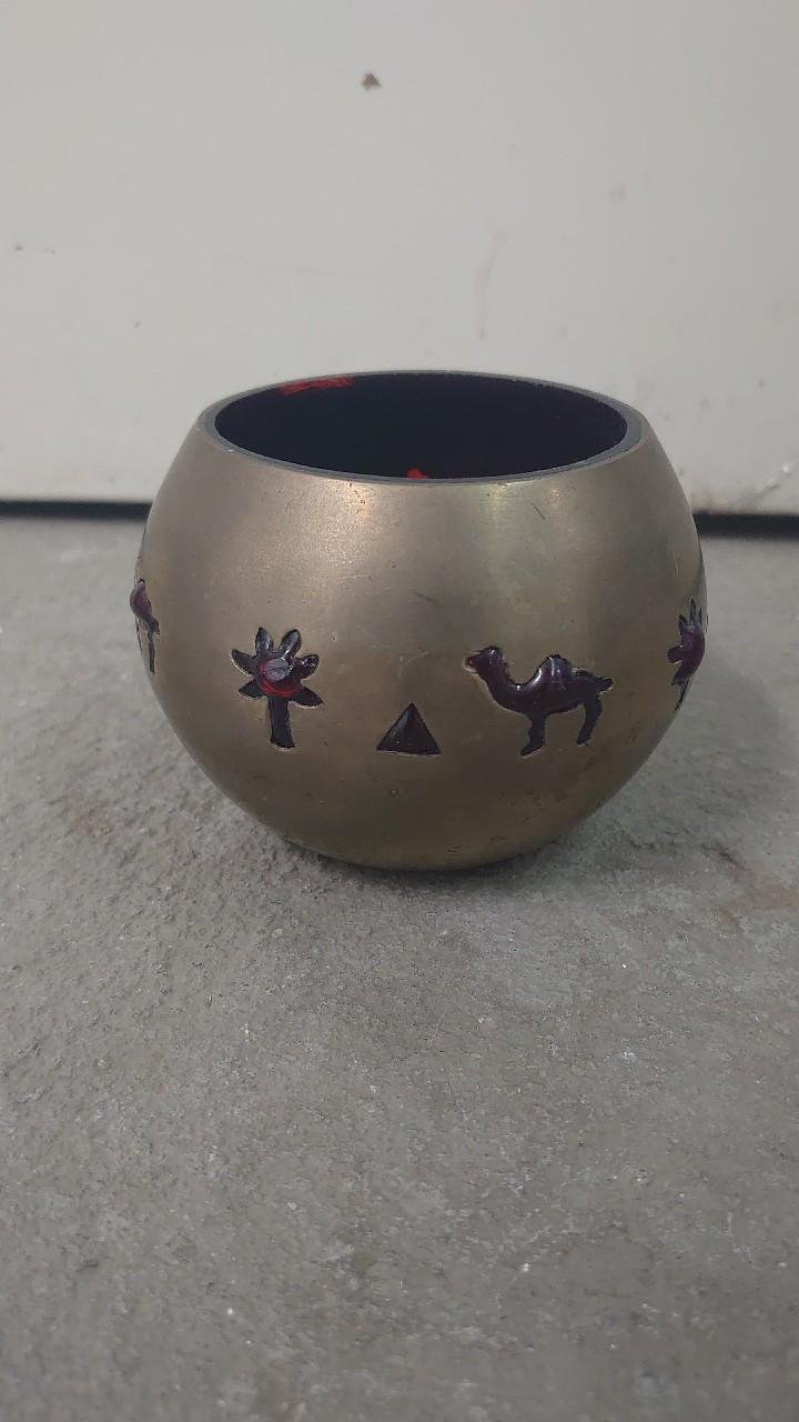 Teelicht Kamel Palme Vintage 90er Jahre Hoff Interieur gold rot