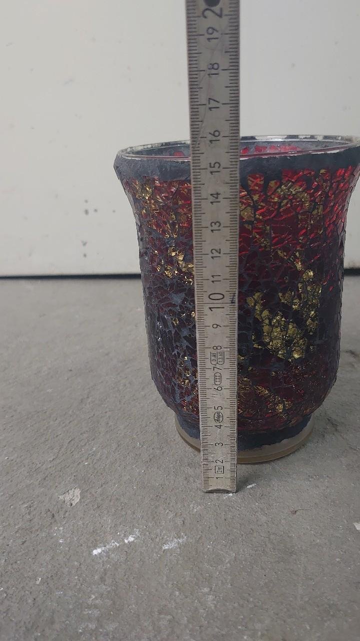 Teelicht Vintage 90er Jahre gold rot Mosaik