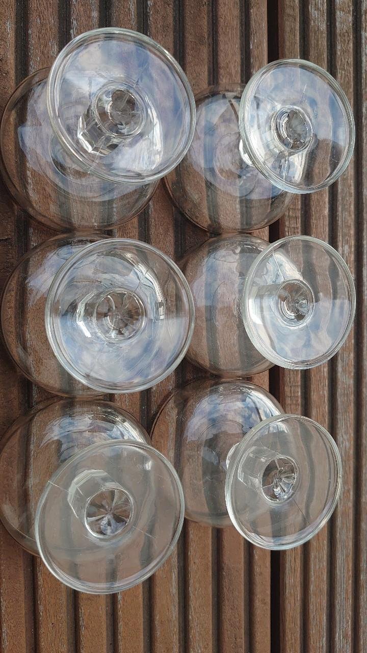 Glas Gläser Likörglas 6 Stück silberner Rand 70er / 80er Jahre original Vintage